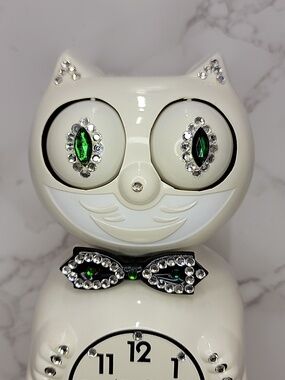 Super Rare Vintage Antique Ivory Jeweled Kit-Cat Klock